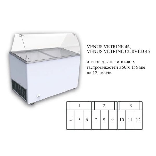 Вітрина для морозива VENUS 46 VETRINE CURVED Crystal (гнуте скло, із задніми дверима-запасника) (BQ)056363 фото