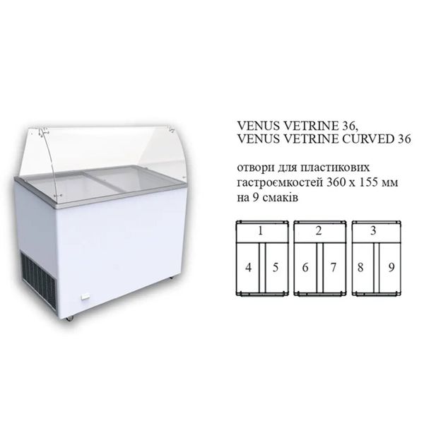 Витрина для мороженого VENUS 36 VETRINE ECONOMY Crystal (прямое стекло, без задних дверей-запасника) (BQ)010554 фото