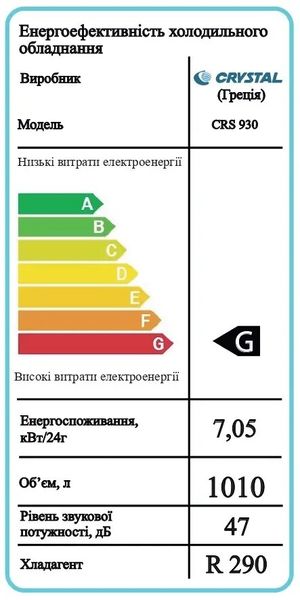 Холодильный шкаф CRS 930 Crystal (1010 л) купе (BQ)010574 фото